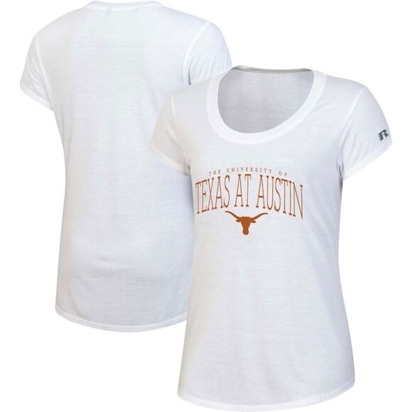 Texas Longhorns Women's White Wordmark Scoop Neck T-Shirt - Picture 2 of 4
